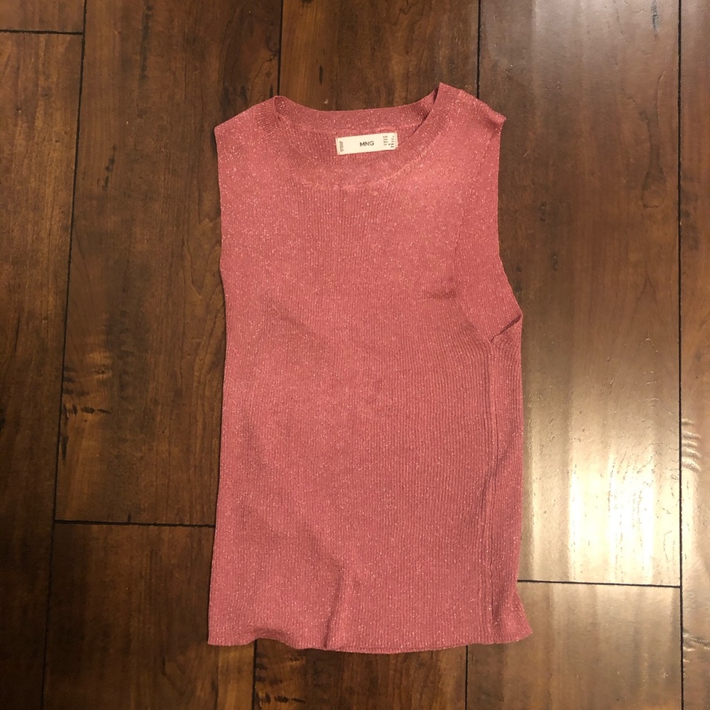 Mango pink metallic knit top